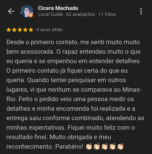 Avaliação Google — cliente 2