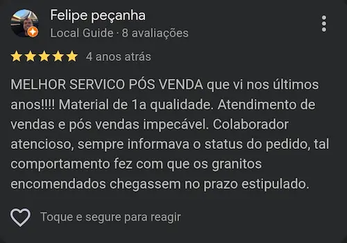Avaliação Google — cliente 3