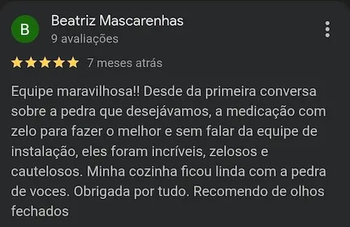 Avaliação Google — cliente 7